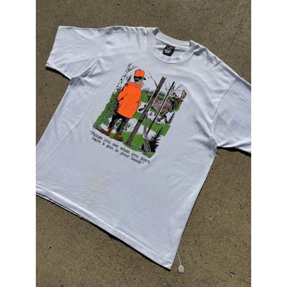 90’s Single Stitch  Hunting / Hunters Animal Graphic T Shirt - Picture 3 of 6